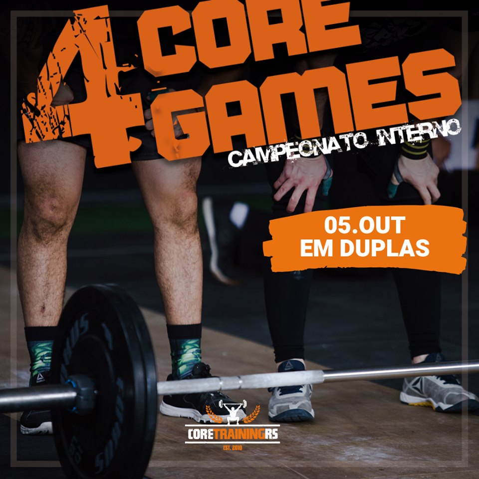 VEM AI O 4º CAMPEONATO INTERNO CORE TRAINING, ESCOLHA SUA DUPLA E VENHA CURTIR OS AMIGOS E MUITA DIVERSÃO CONOSCO.